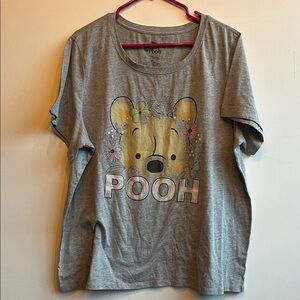 Disney Pooh Floral Gray Tee 2XL